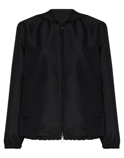 logo-print faille hooded jacket