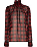 checked high neck blouse