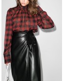 checked high neck blouse