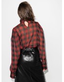checked high neck blouse