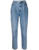 high-waisted tapered-leg jeans