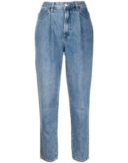 high-waisted tapered-leg jeans
