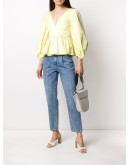 high-waisted tapered-leg jeans