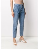 high-waisted tapered-leg jeans