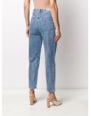 high-waisted tapered-leg jeans