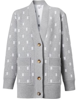 monogram button-front cardigan