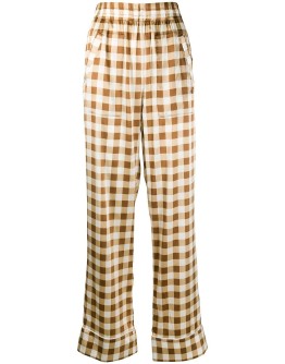 wide-leg check trousers