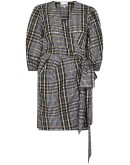 belted check-print mini dress