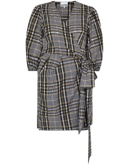 belted check-print mini dress