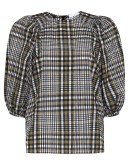 check-print seersucker blouse