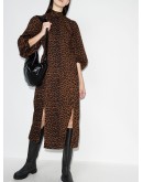 pouf-sleeve leopard-print dress
