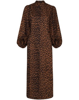 pouf-sleeve leopard-print dress