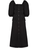 pouf-sleeve midi dress