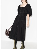 pouf-sleeve midi dress