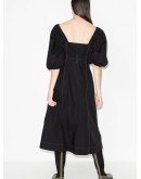 pouf-sleeve midi dress