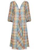 seersucker check midi dress