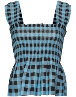 Checked smocked top