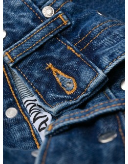 straight-leg studded denim jeans