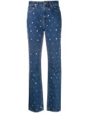 straight-leg studded denim jeans
