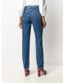 straight-leg studded denim jeans