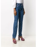 straight-leg studded denim jeans