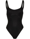 glitter-effect U-neck swimsuit