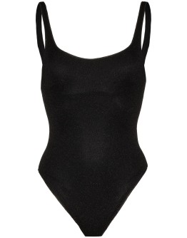 glitter-effect U-neck swimsuit