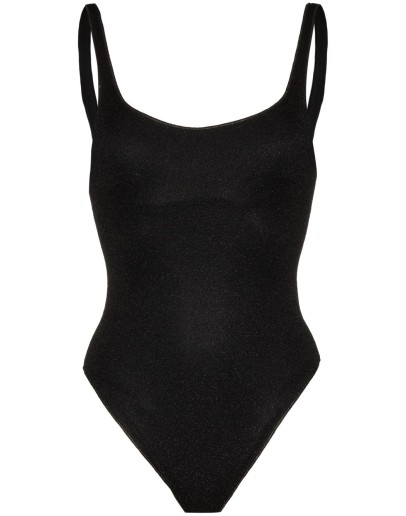 glitter-effect U-neck swimsuit