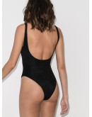 glitter-effect U-neck swimsuit