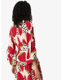 Strawberry-print tie-front blouse