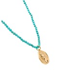 Hermis beaded coin-pendant necklace 