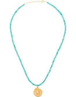 Hermis beaded coin-pendant necklace 