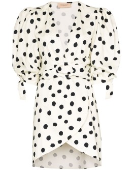Pois belted mini dress