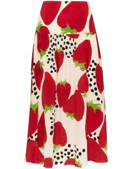 strawberry print midi skirt