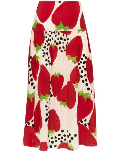 strawberry print midi skirt