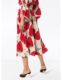 strawberry print midi skirt