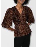 leopard-print wrap blouse