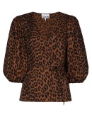 leopard-print wrap blouse