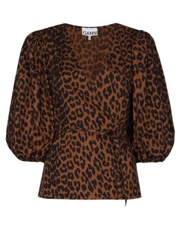 leopard-print wrap blouse