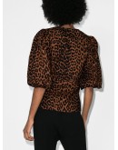 leopard-print wrap blouse