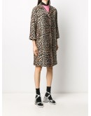 leopard-print linen-blend coat