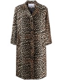 leopard-print linen-blend coat