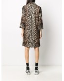 leopard-print linen-blend coat
