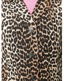 leopard-print linen-blend coat