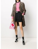 leopard-print linen-blend coat