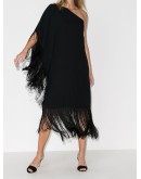 Piccolo Ubud one-shoulder fringed midi dress