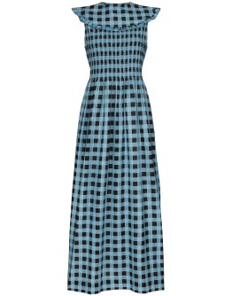 checked ruffled collar dress