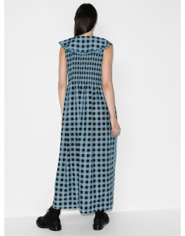 checked ruffled collar dress