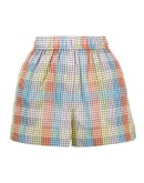 check-print seersucker shorts