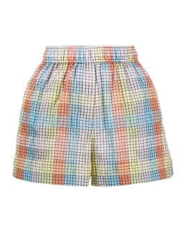 check-print seersucker shorts